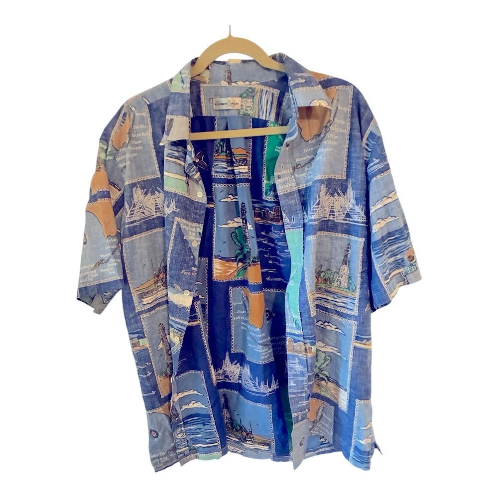 Bluewater Wear Vintage Hawaiian Button-up Short-sleeve Shirt Florida Keyes XL - Picture 3 of 8